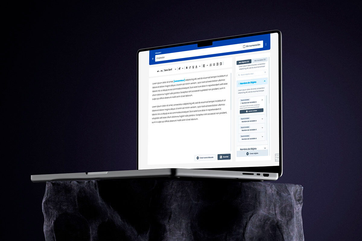Customela Legal contract creation app UI design | Creating model for Desktop